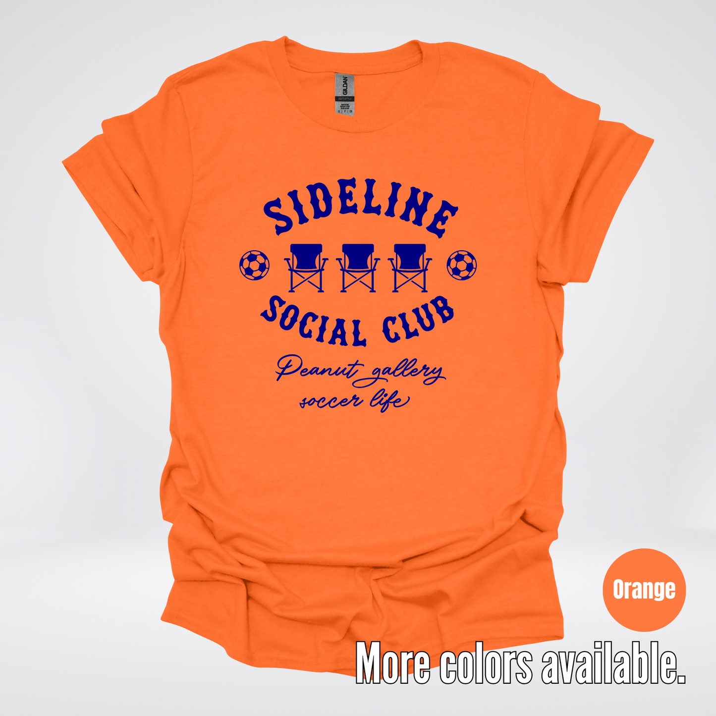 Sideline Social Club Peanut Gallery Soccer Life – Navy Design – Soccer T-Shirt