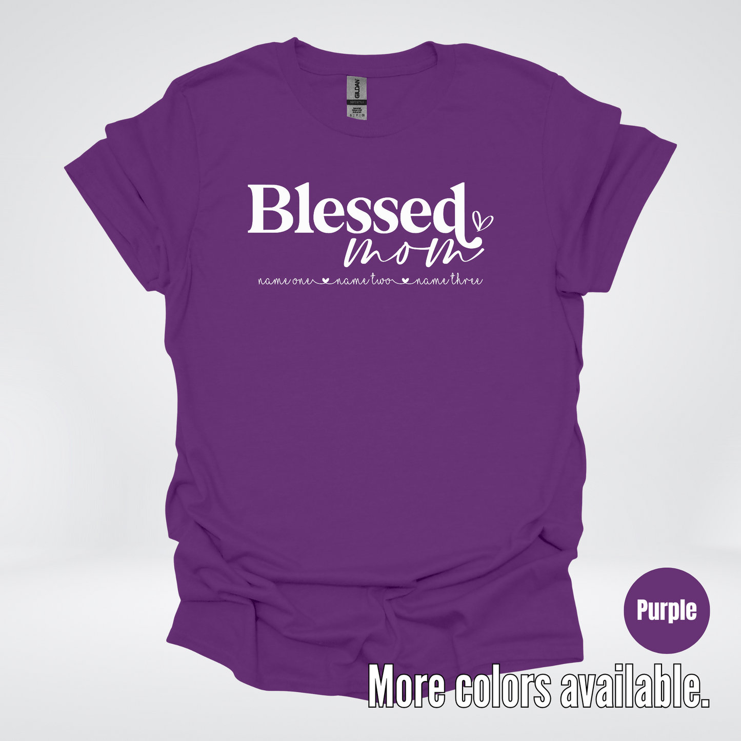 Custom Names Blessed Mom - White Design - T-Shirt