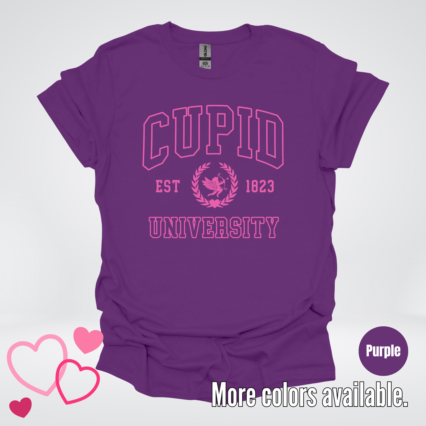 Cupid University Est 1823 Bright Pink Design T-Shirt