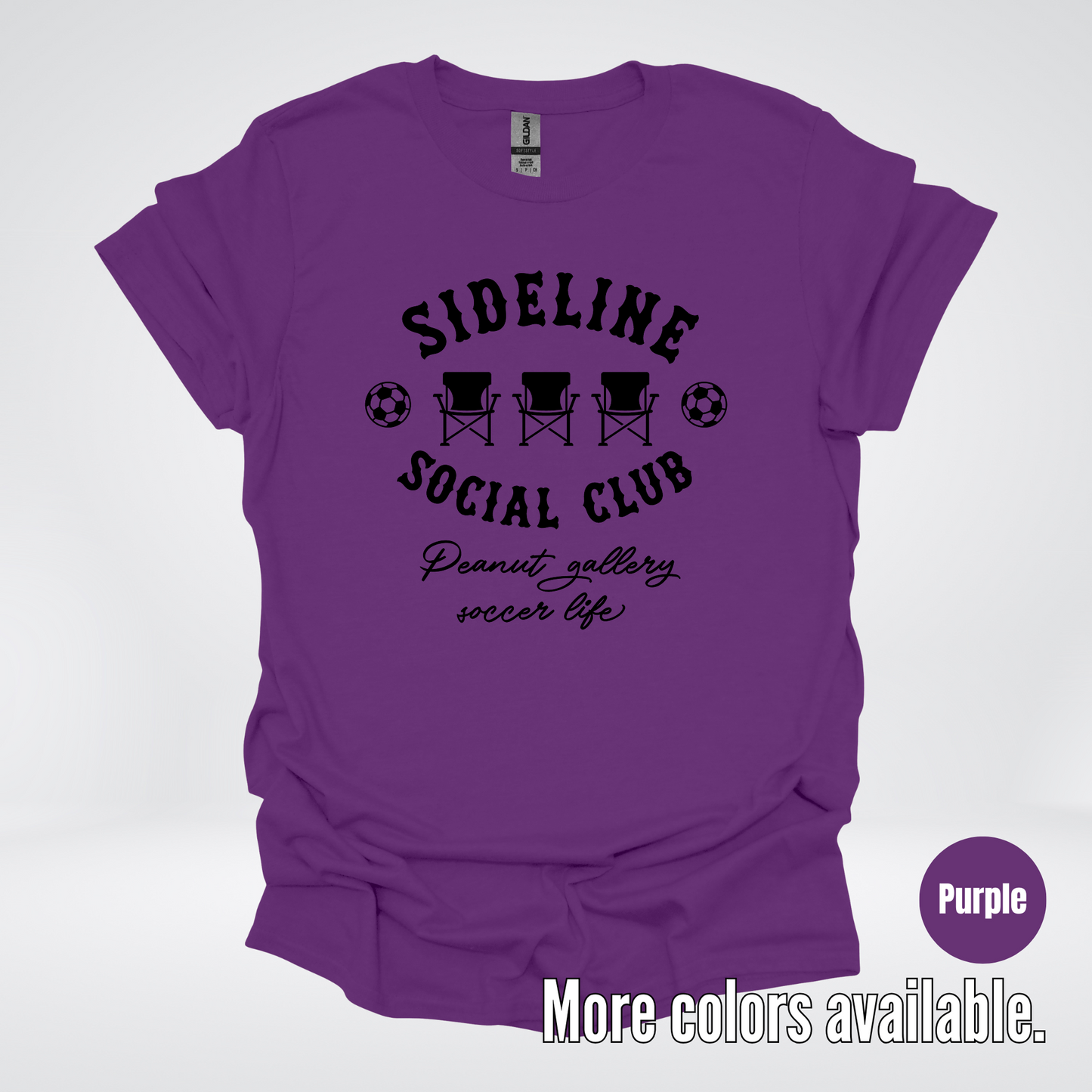 Sideline Social Club Peanut Gallery Soccer Life – Black Design – T-Shirt
