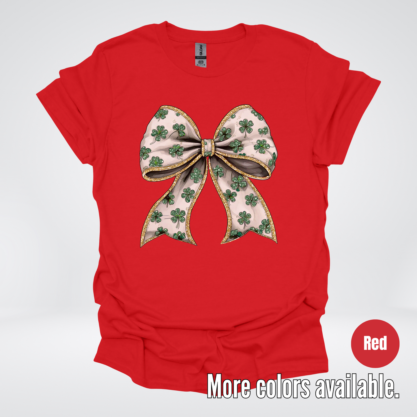 Lucky Clover Green Coquette Glitter Bow – Saint Patrick’s Day T-Shirt