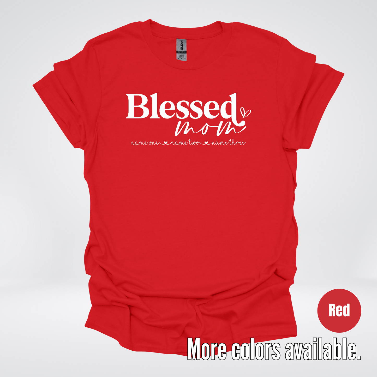Custom Names Blessed Mom - White Design - T-Shirt