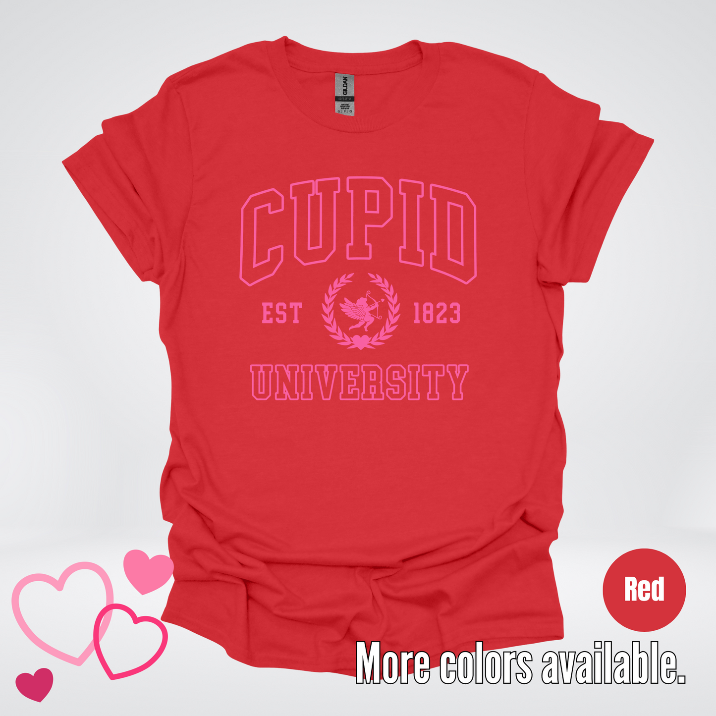 Cupid University Est 1823 Bright Pink Design T-Shirt