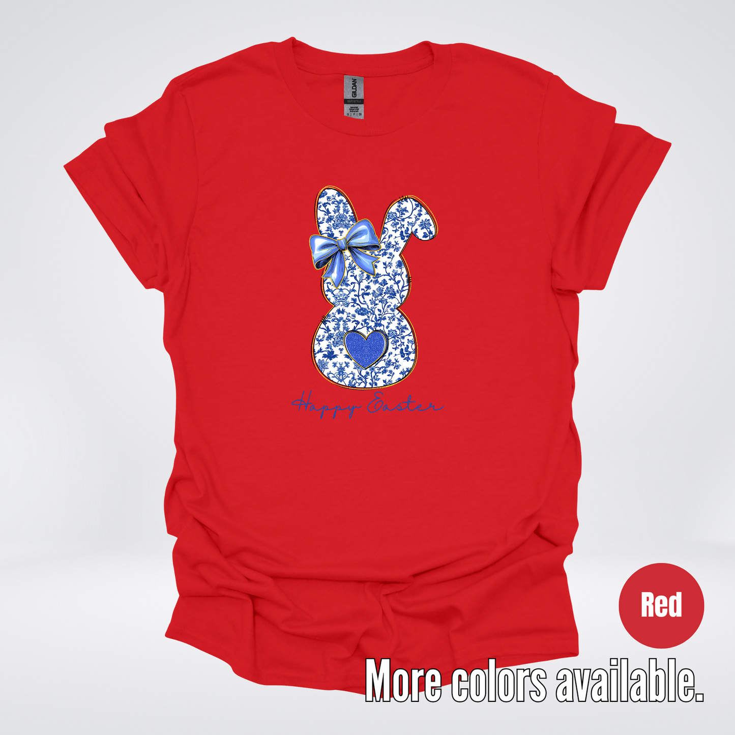 Happy Easter Bunny Blue Toile Chinoiserie Grand Millennial T-Shirt