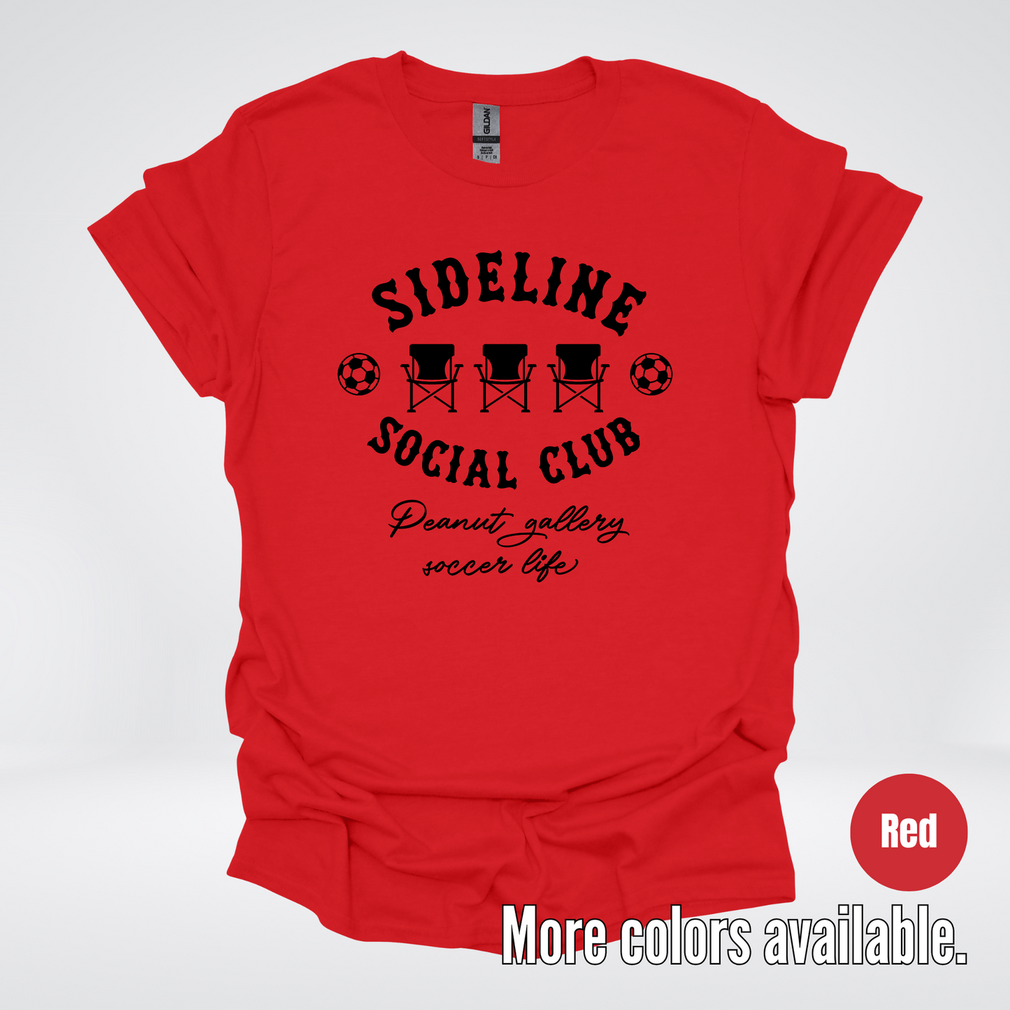 Sideline Social Club Peanut Gallery Soccer Life – Black Design – T-Shirt