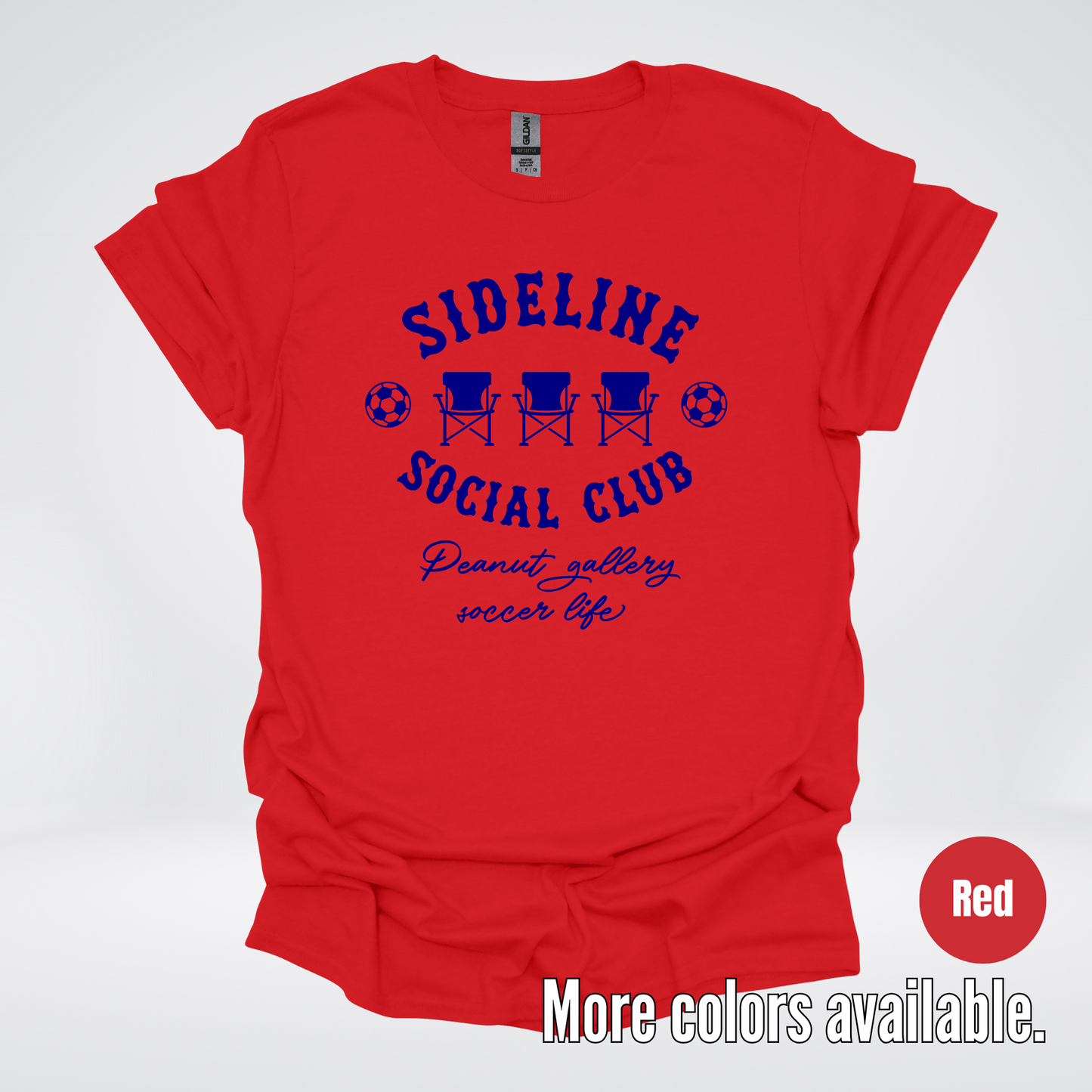 Sideline Social Club Peanut Gallery Soccer Life – Navy Design – Soccer T-Shirt