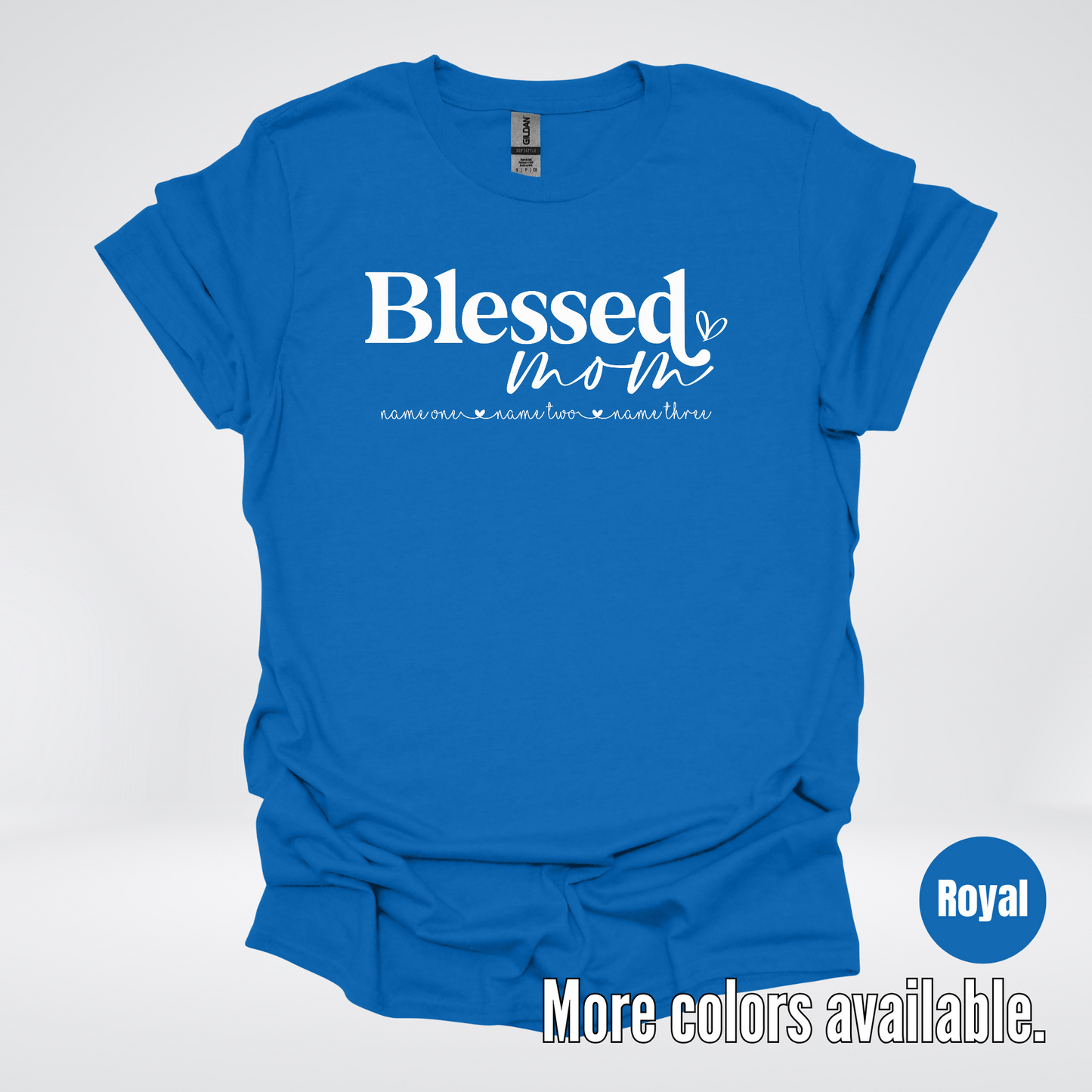 Custom Names Blessed Mom - White Design - T-Shirt