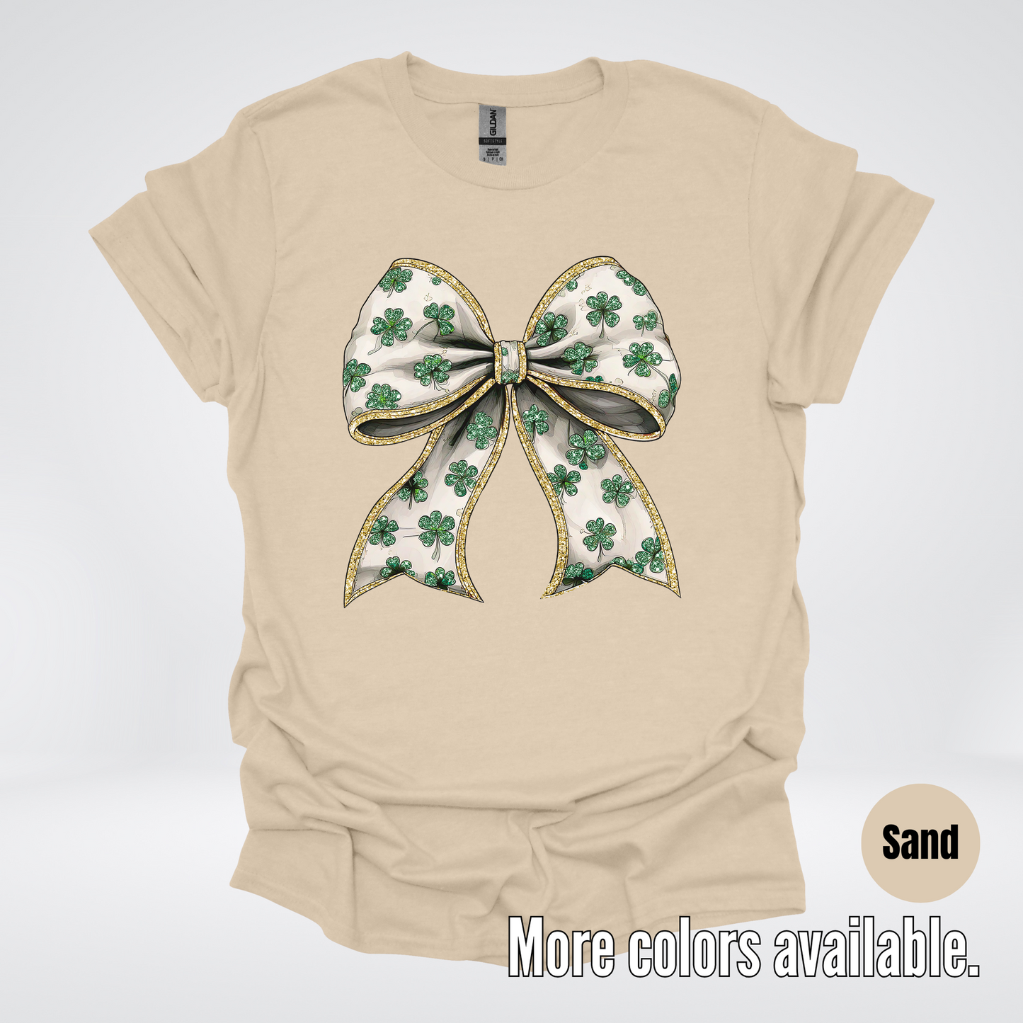 Lucky Clover Green Coquette Glitter Bow – Saint Patrick’s Day T-Shirt