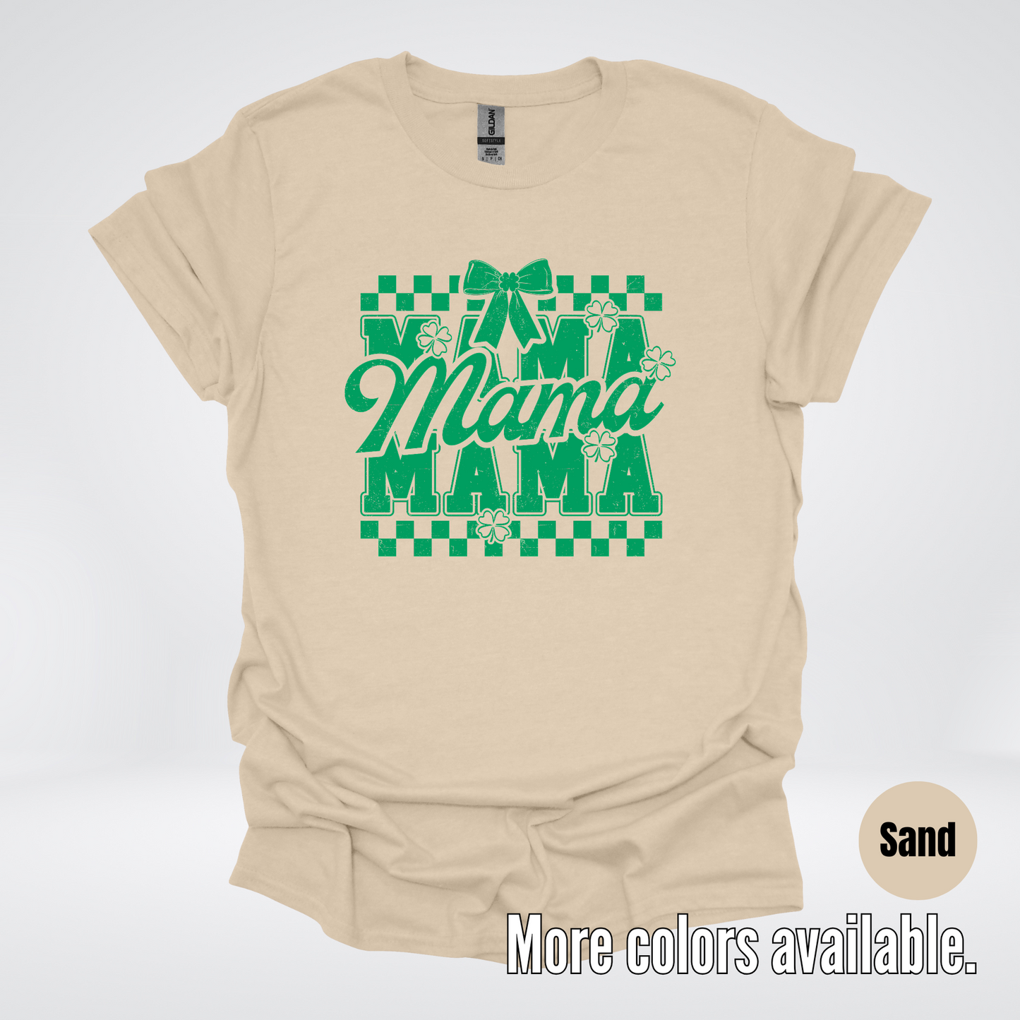Distressed Saint Patrick’s Day Green Coquette Bow Mama T-Shirt
