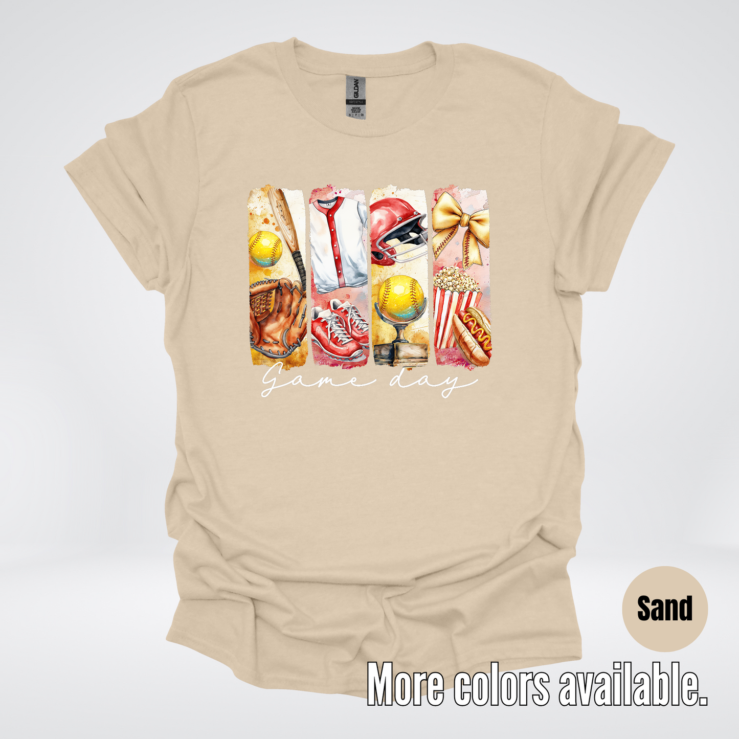 Game Day Coquette Brushstroke Softball T-Shirt