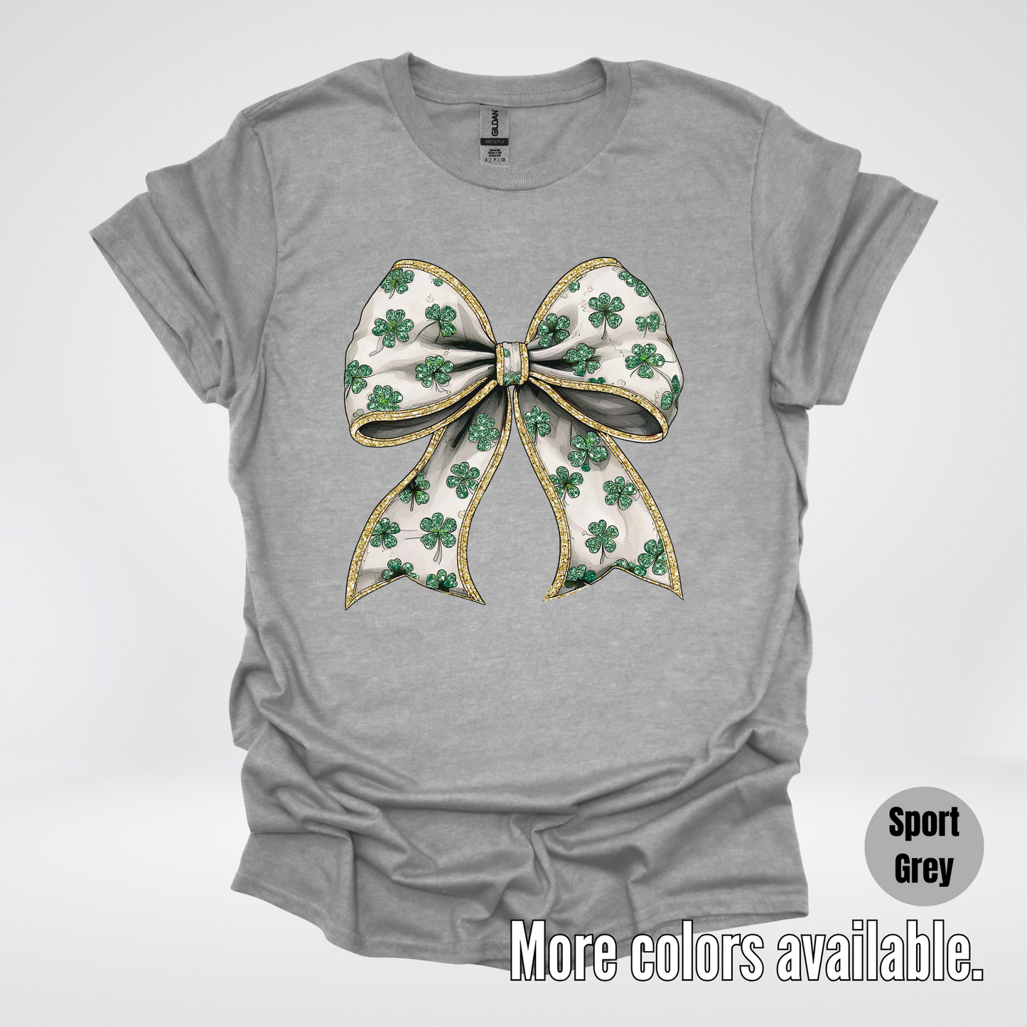 Lucky Clover Green Coquette Glitter Bow – Saint Patrick’s Day T-Shirt