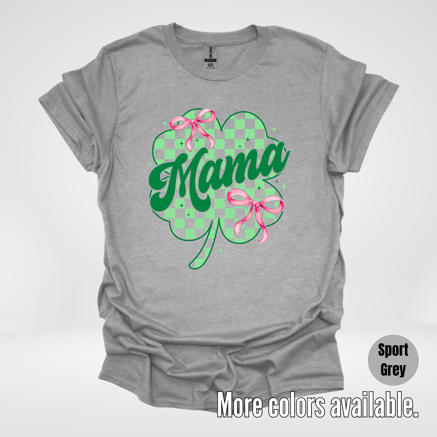 Coquette Mini Pink Bows Checkered Retro Four Leaf Clover Saint Patrick's Day T-Shirt