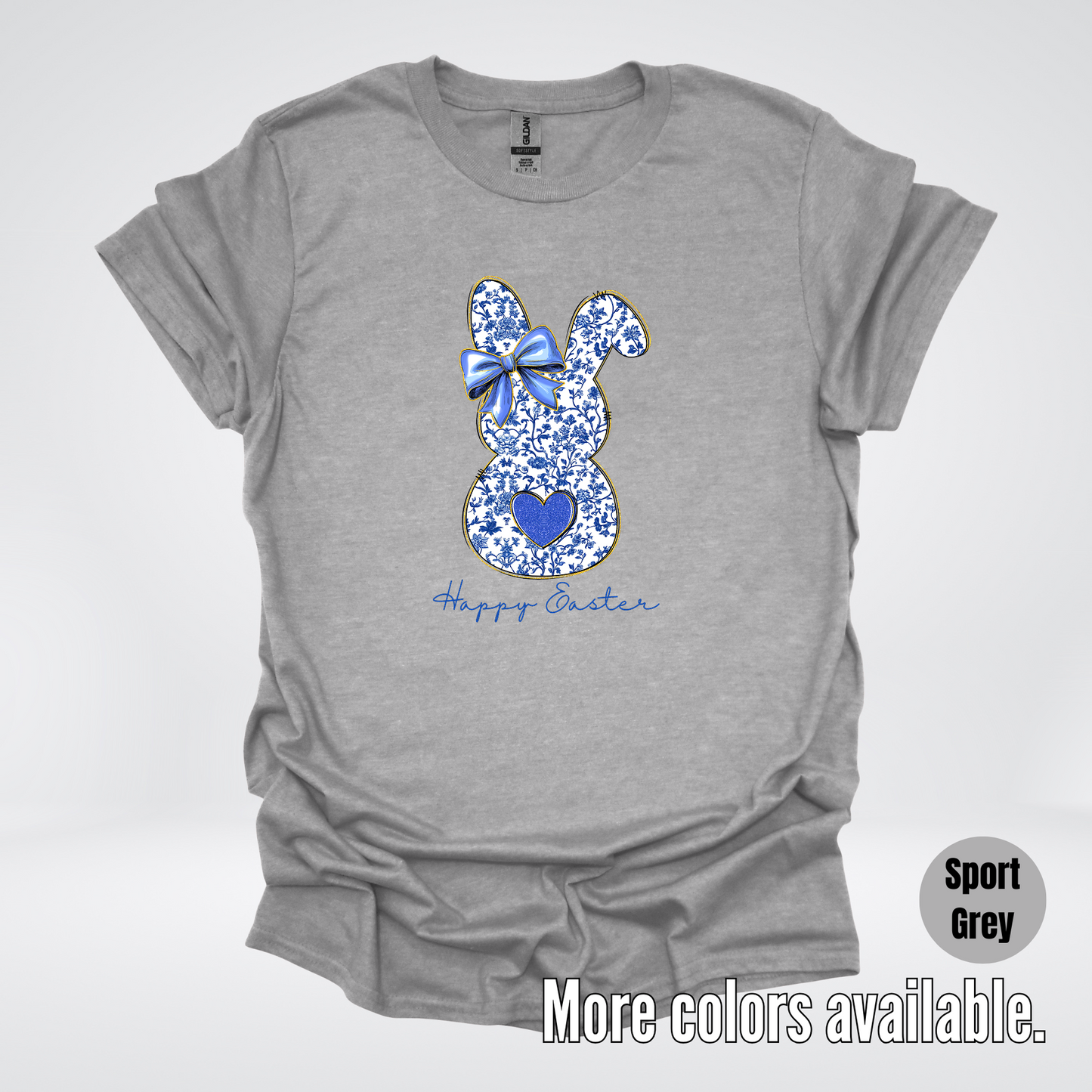 Happy Easter Bunny Blue Toile Chinoiserie Grand Millennial T-Shirt