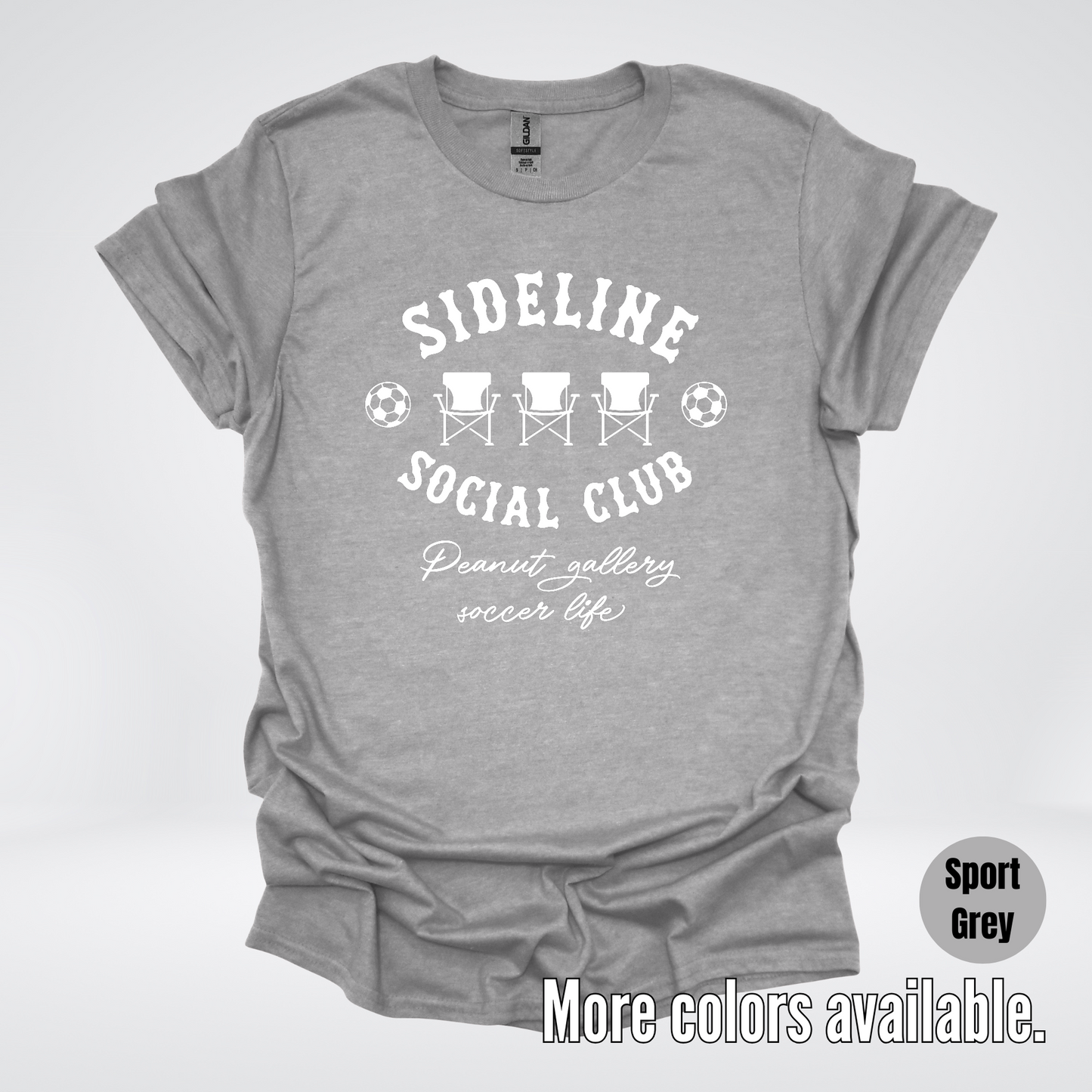 Sideline Social Club Peanut Gallery Soccer Life – White Design – T-Shirt