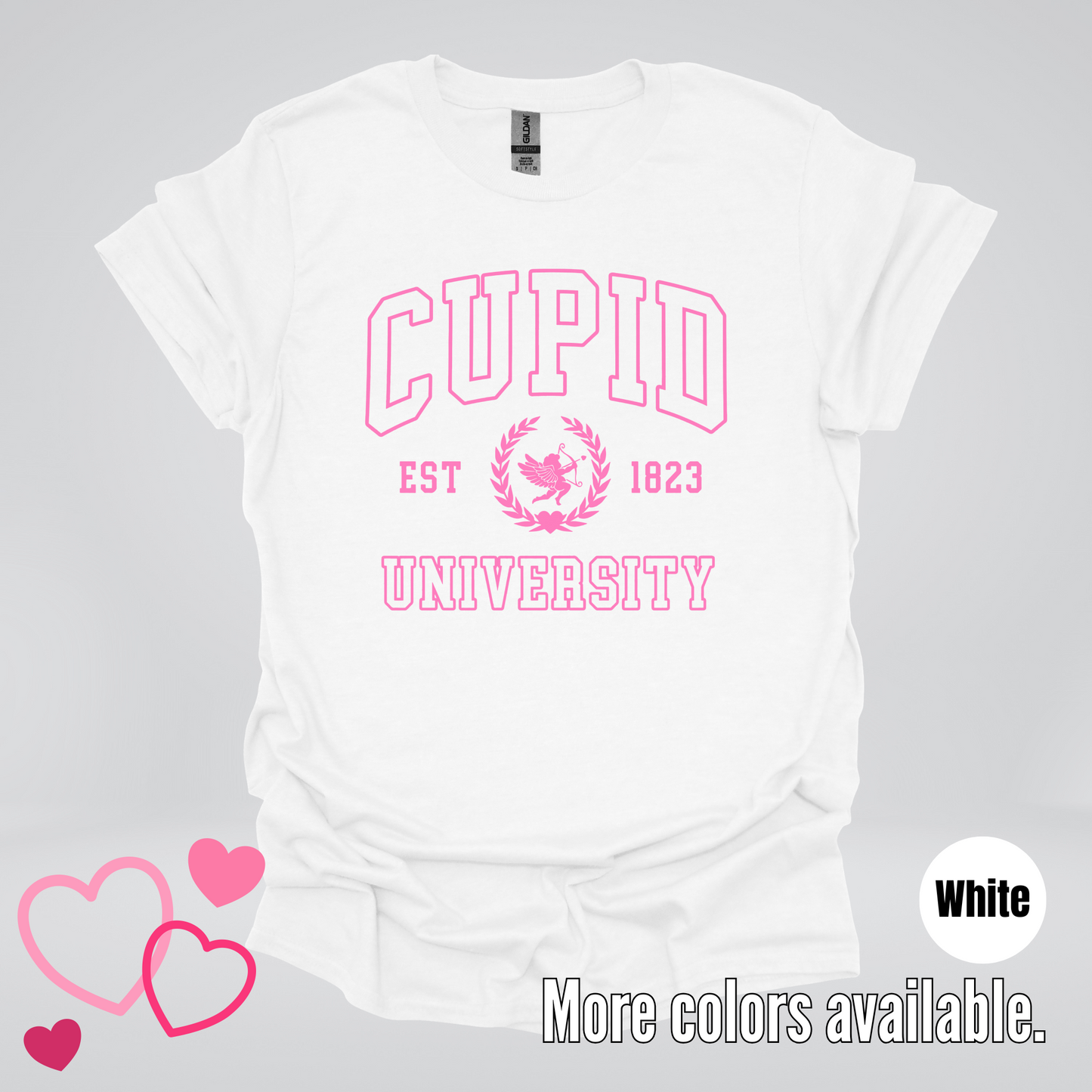 Cupid University Est 1823 Bright Pink Design T-Shirt
