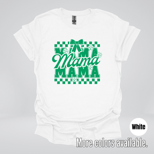 Distressed Saint Patrick’s Day Green Coquette Bow Mama T-Shirt