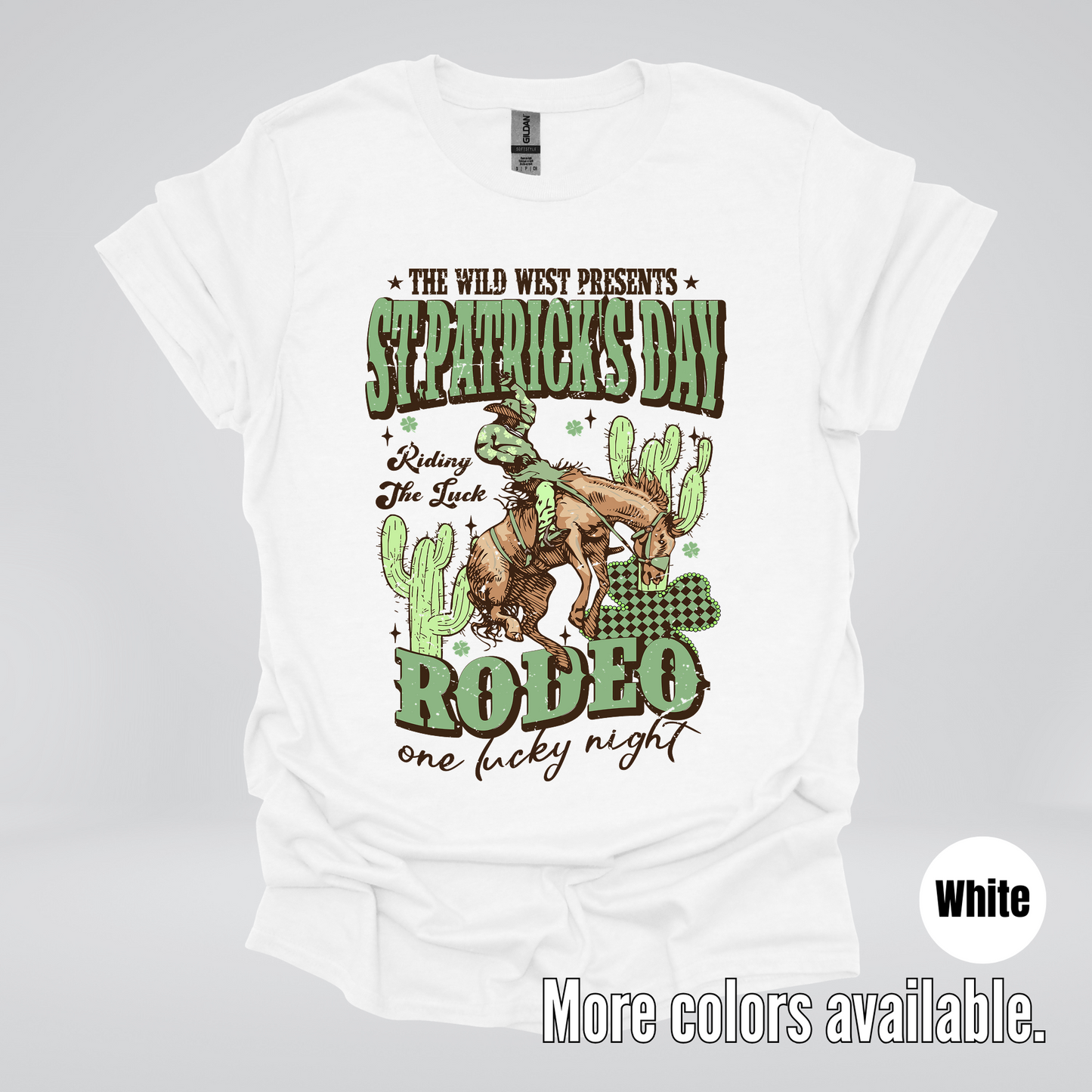 Saint Patrick’s Day Rodeo One Lucky Night Distressed T-Shirt
