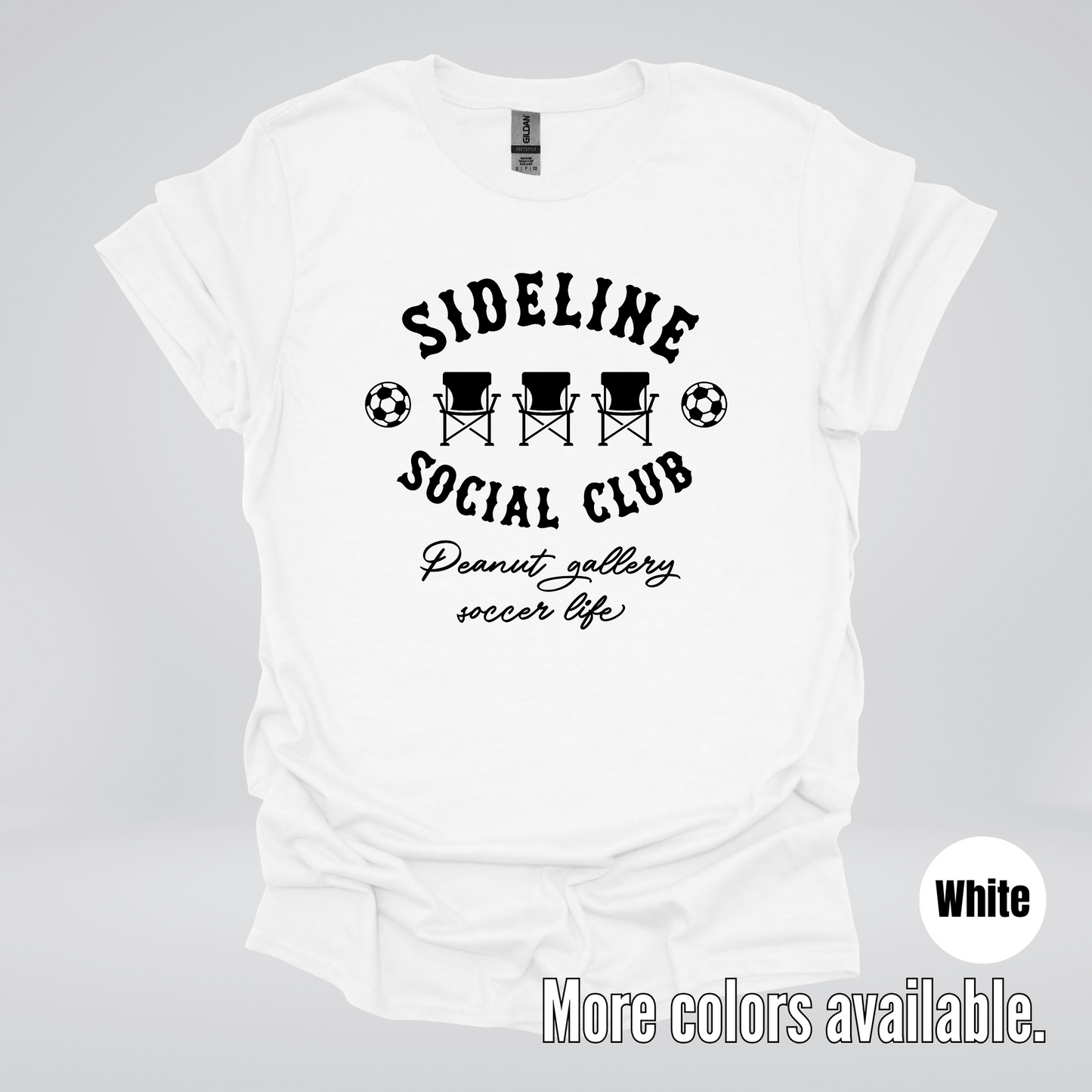 Sideline Social Club Peanut Gallery Soccer Life – Black Design – T-Shirt