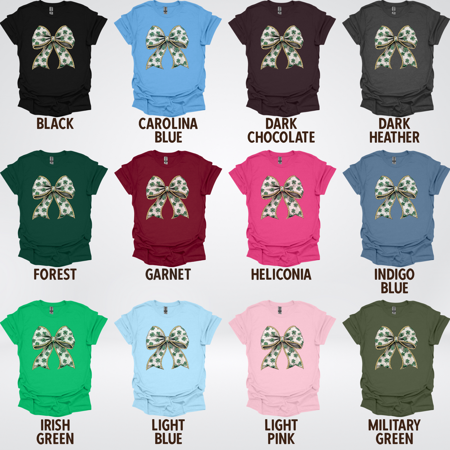 Lucky Clover Green Coquette Glitter Bow – Saint Patrick’s Day T-Shirt
