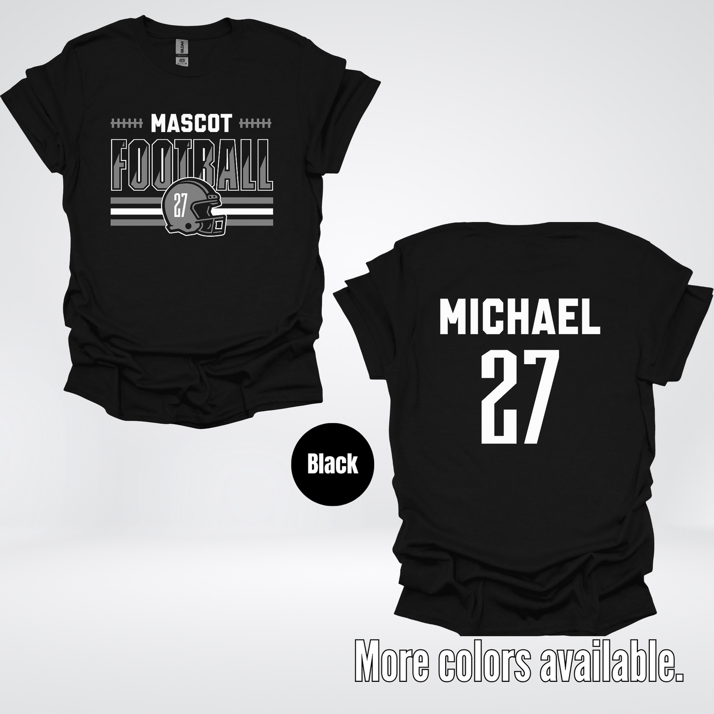 Custom Mascot, Number, & Name – Gray - Football Design 15 T-Shirt