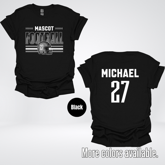Custom Mascot, Number, & Name – Gray - Football Design 15 T-Shirt