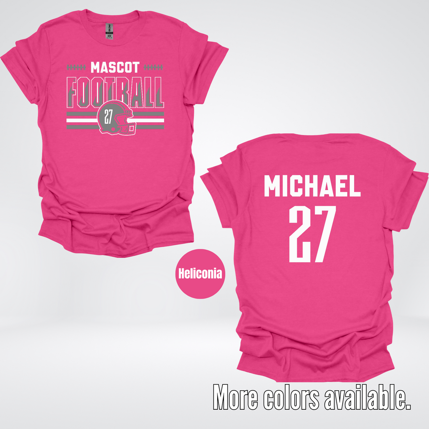 Custom Mascot, Number, & Name – Gray - Football Design 15 T-Shirt