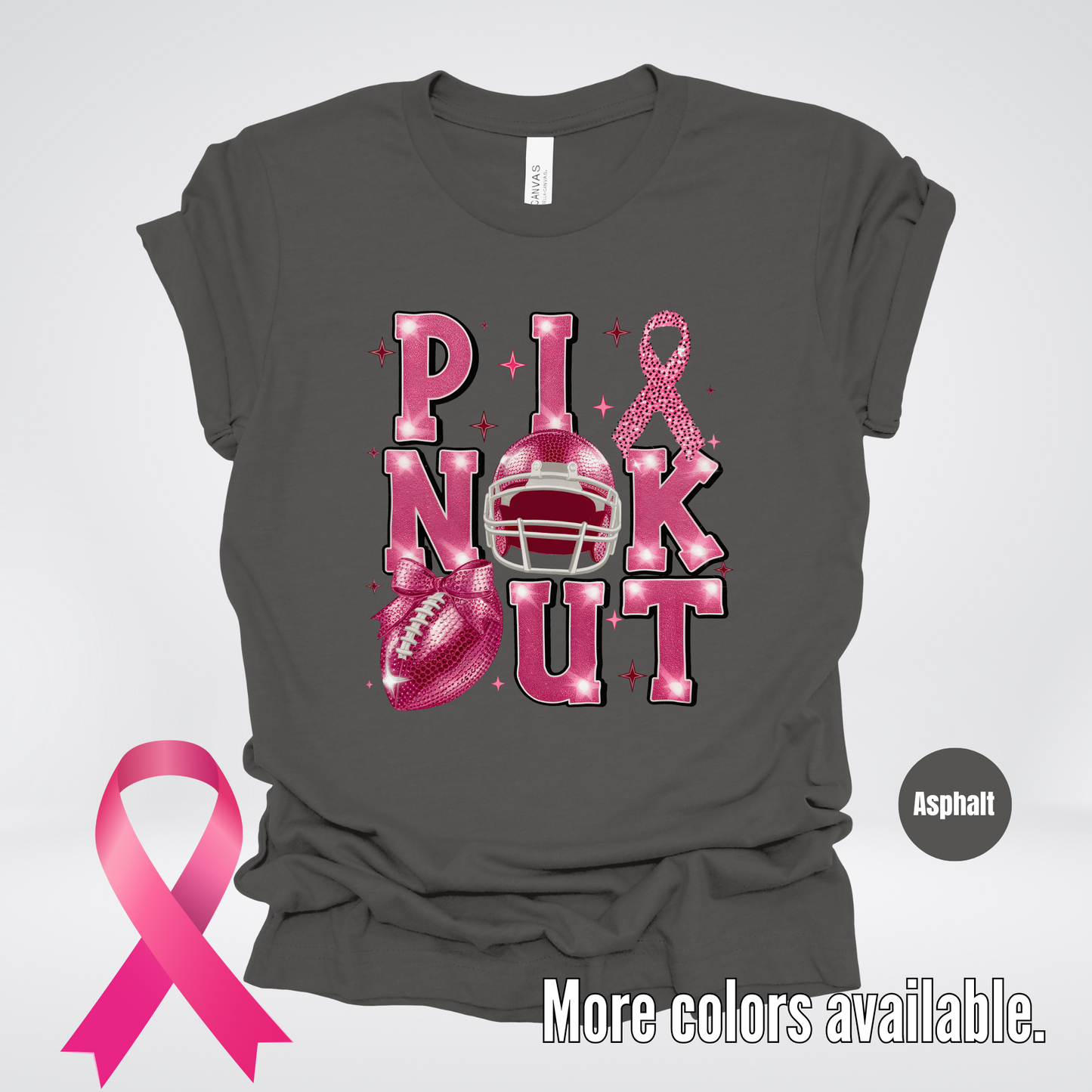 Pink Out Football Coquette Glitter Helmet T-Shirt