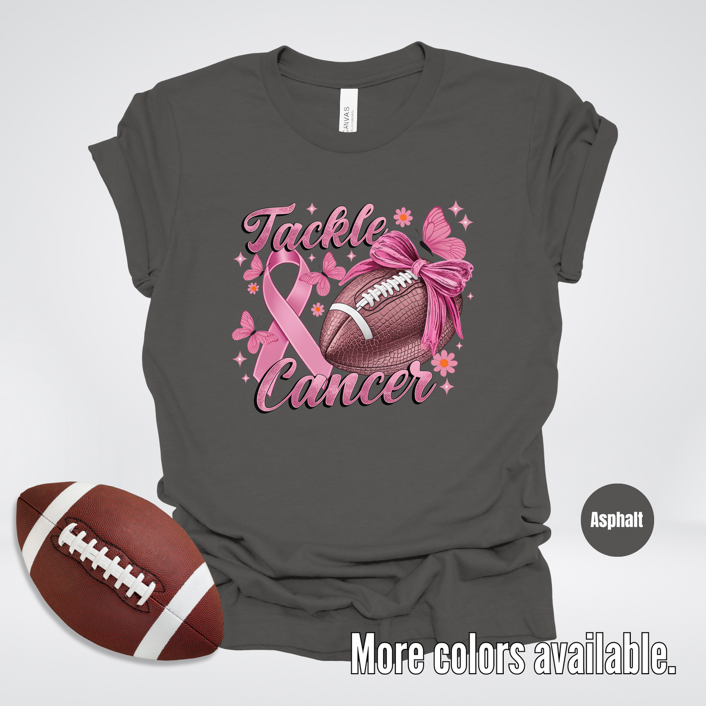 Tackle Cancer Coquette Football T-Shirt