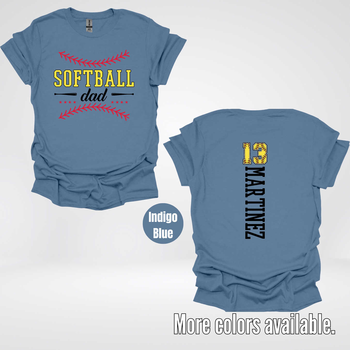 CUSTOM Softball Dad Number And Name T-Shirt