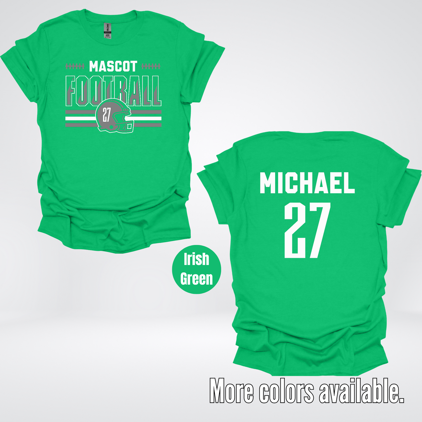 Custom Mascot, Number, & Name – Gray - Football Design 15 T-Shirt