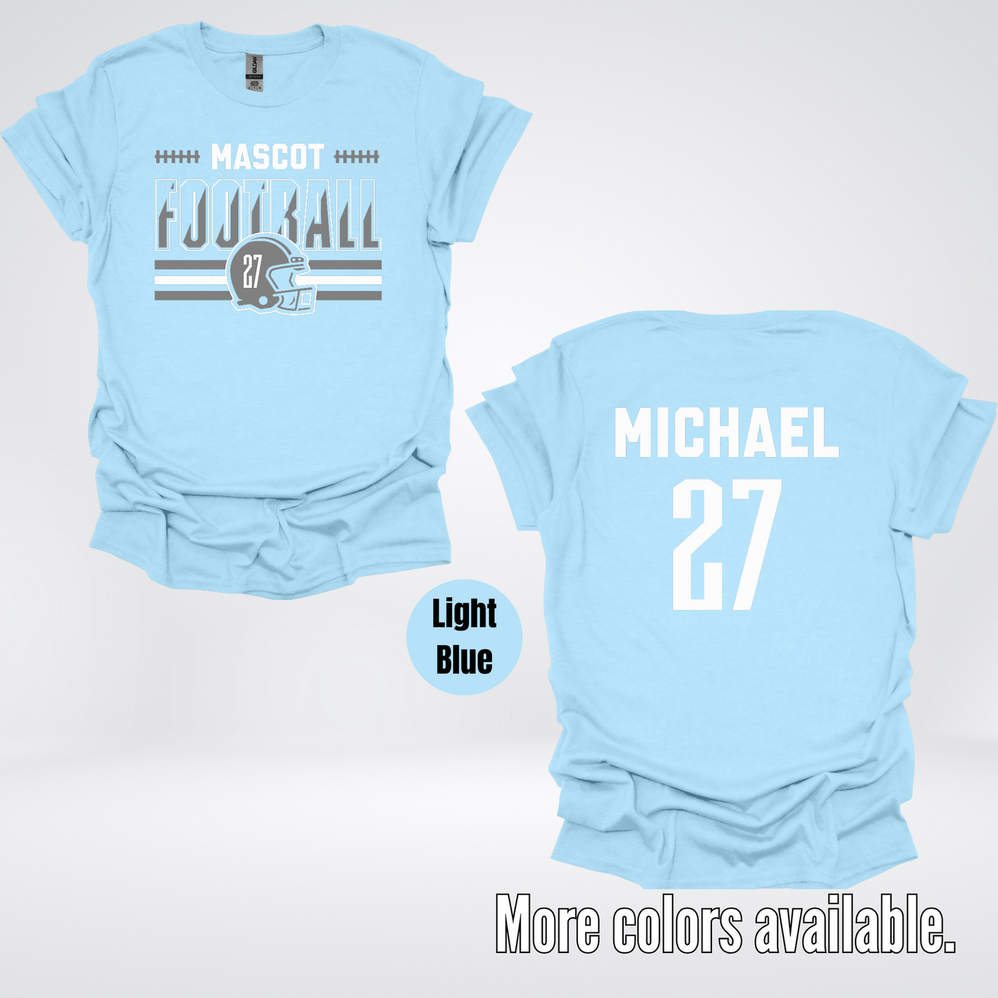Custom Mascot, Number, & Name – Gray - Football Design 15 T-Shirt