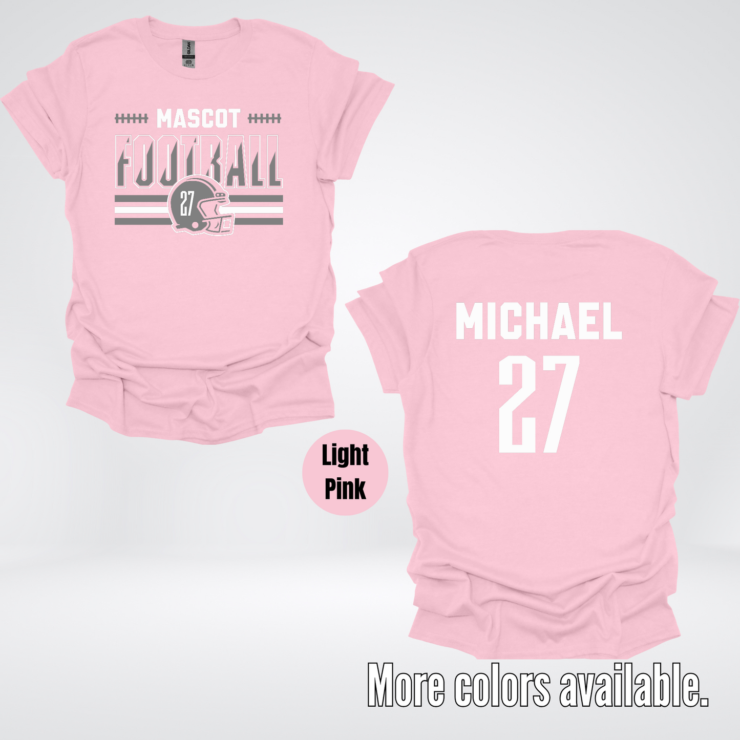 Custom Mascot, Number, & Name – Gray - Football Design 15 T-Shirt