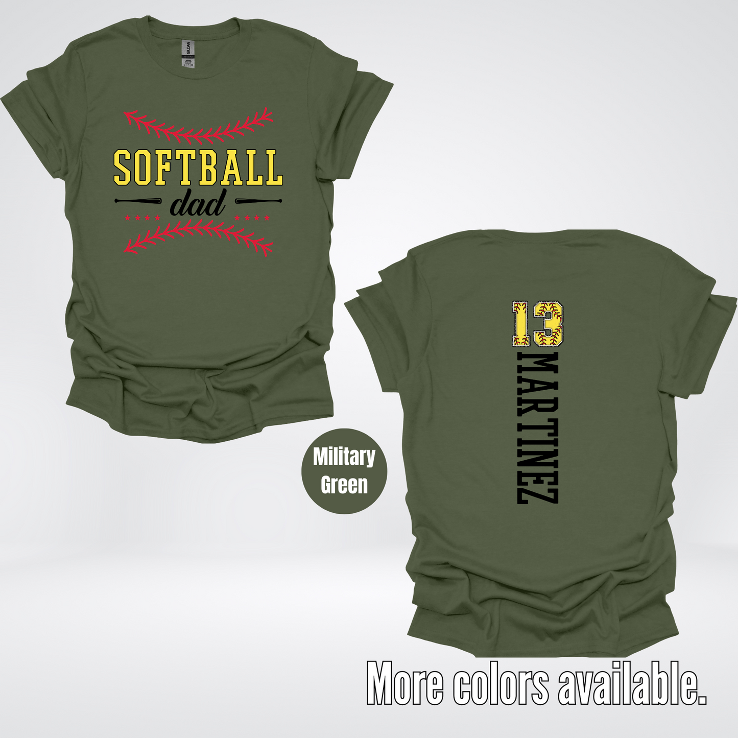 CUSTOM Softball Dad Number And Name T-Shirt