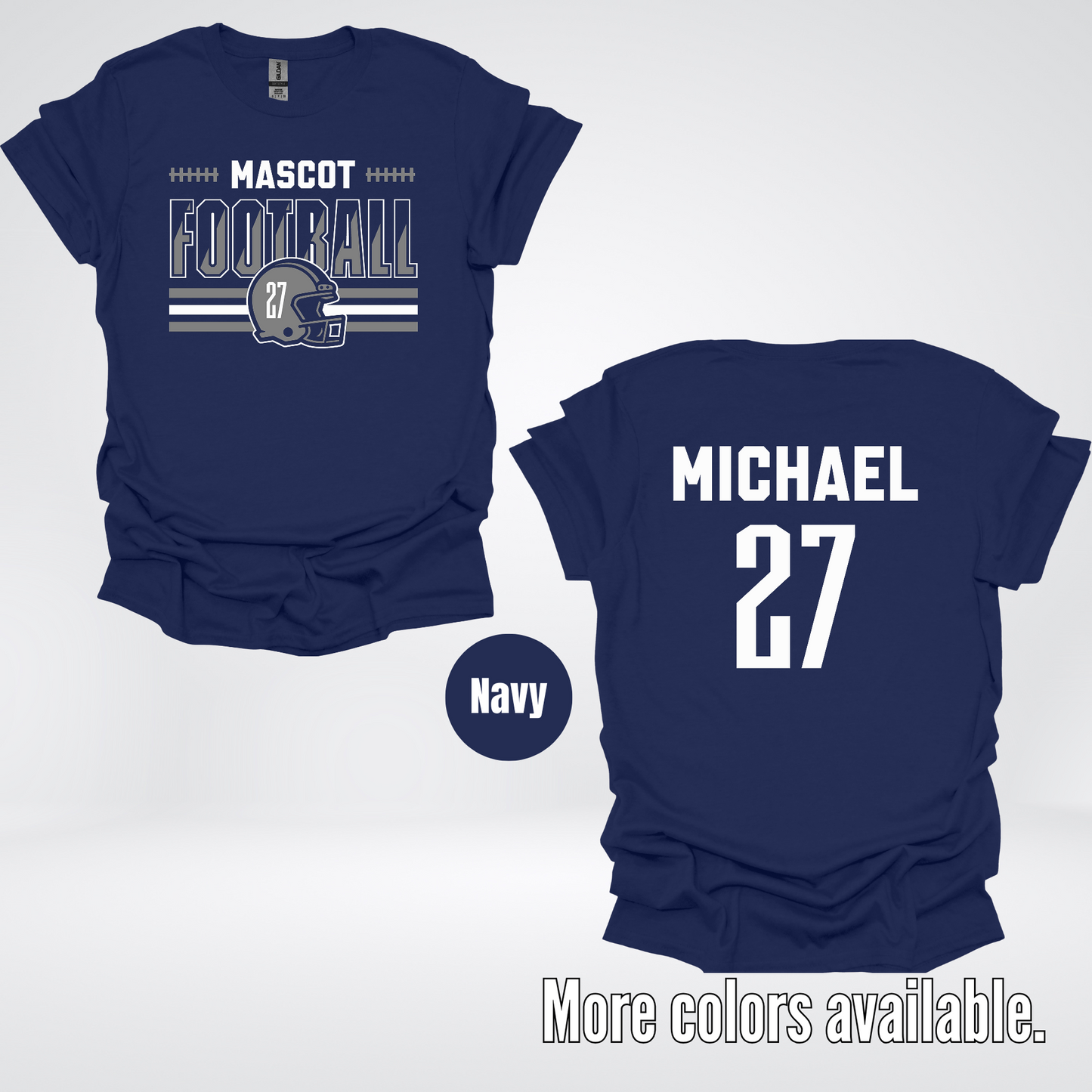 Custom Mascot, Number, & Name – Gray - Football Design 15 T-Shirt