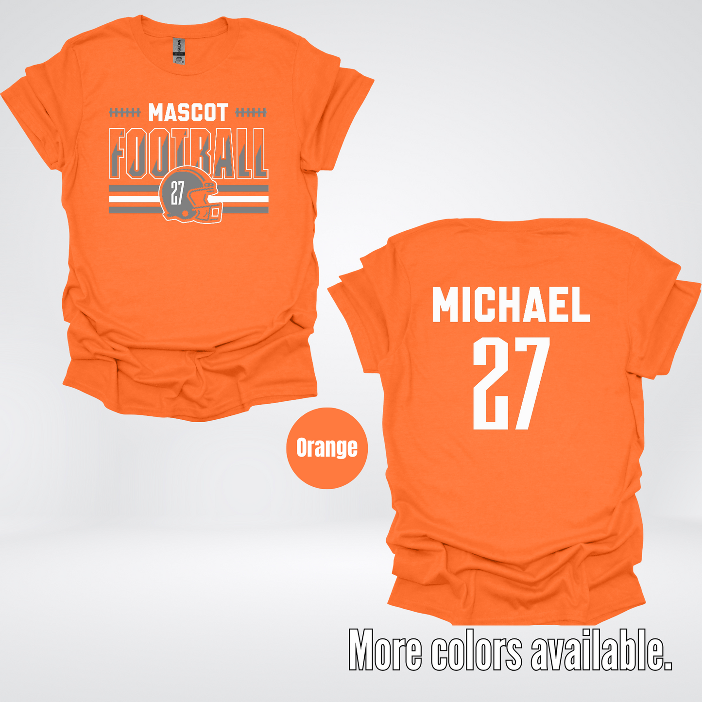 Custom Mascot, Number, & Name – Gray - Football Design 15 T-Shirt