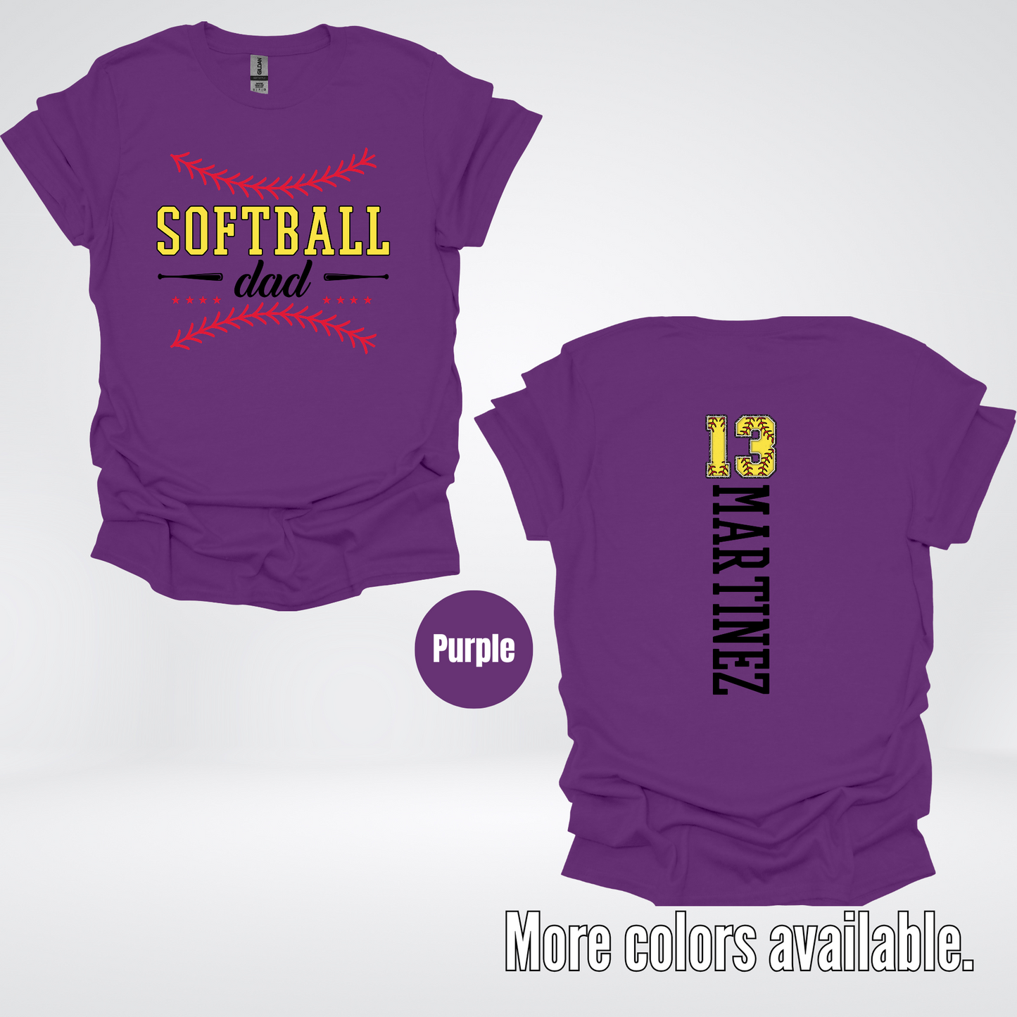 CUSTOM Softball Dad Number And Name T-Shirt