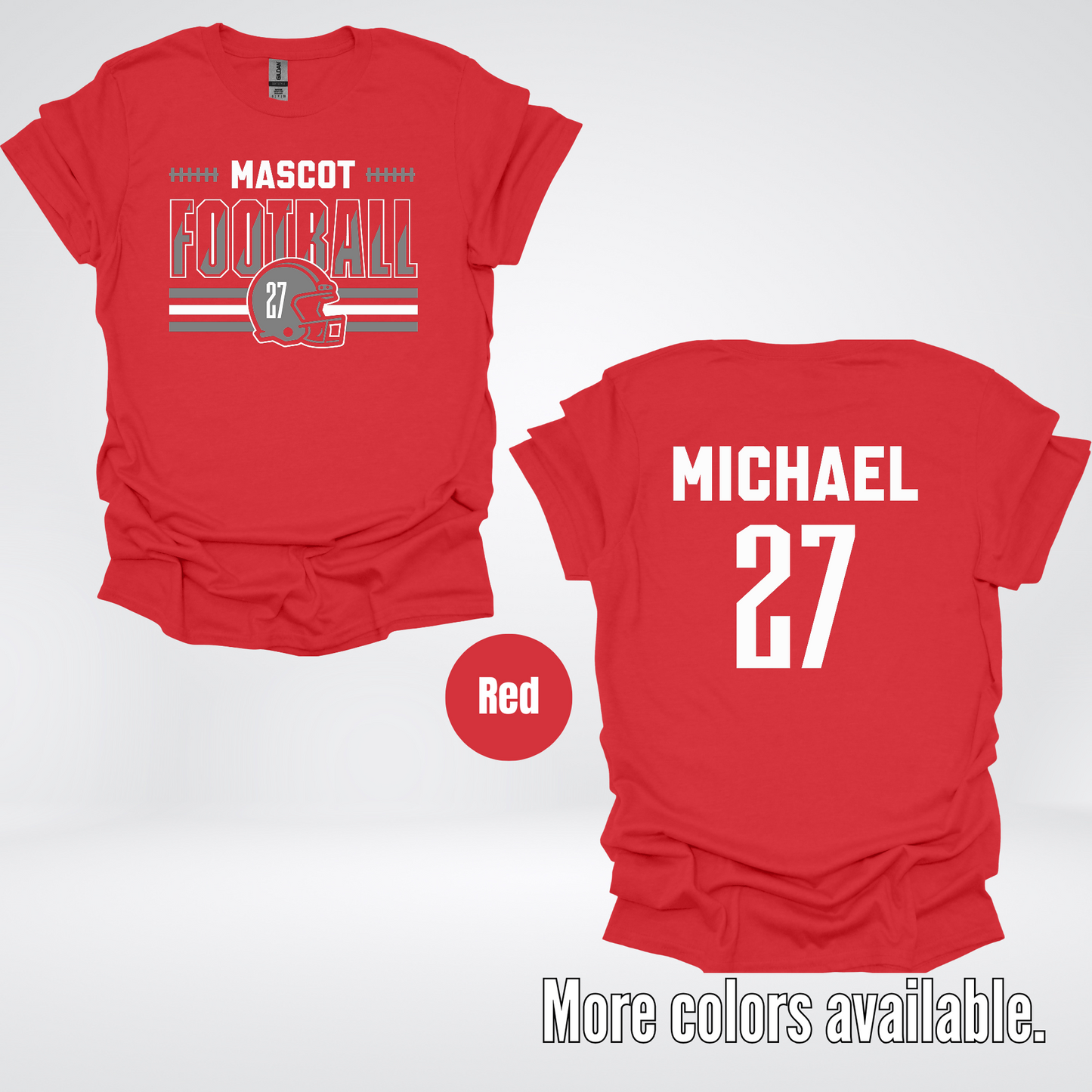 Custom Mascot, Number, & Name – Gray - Football Design 15 T-Shirt