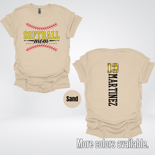 CUSTOM Softball Mom Number And Name T-Shirt