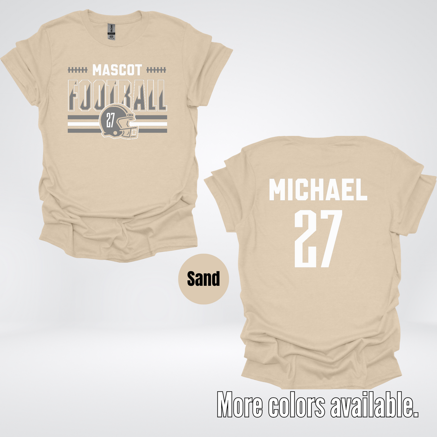 Custom Mascot, Number, & Name – Gray - Football Design 15 T-Shirt