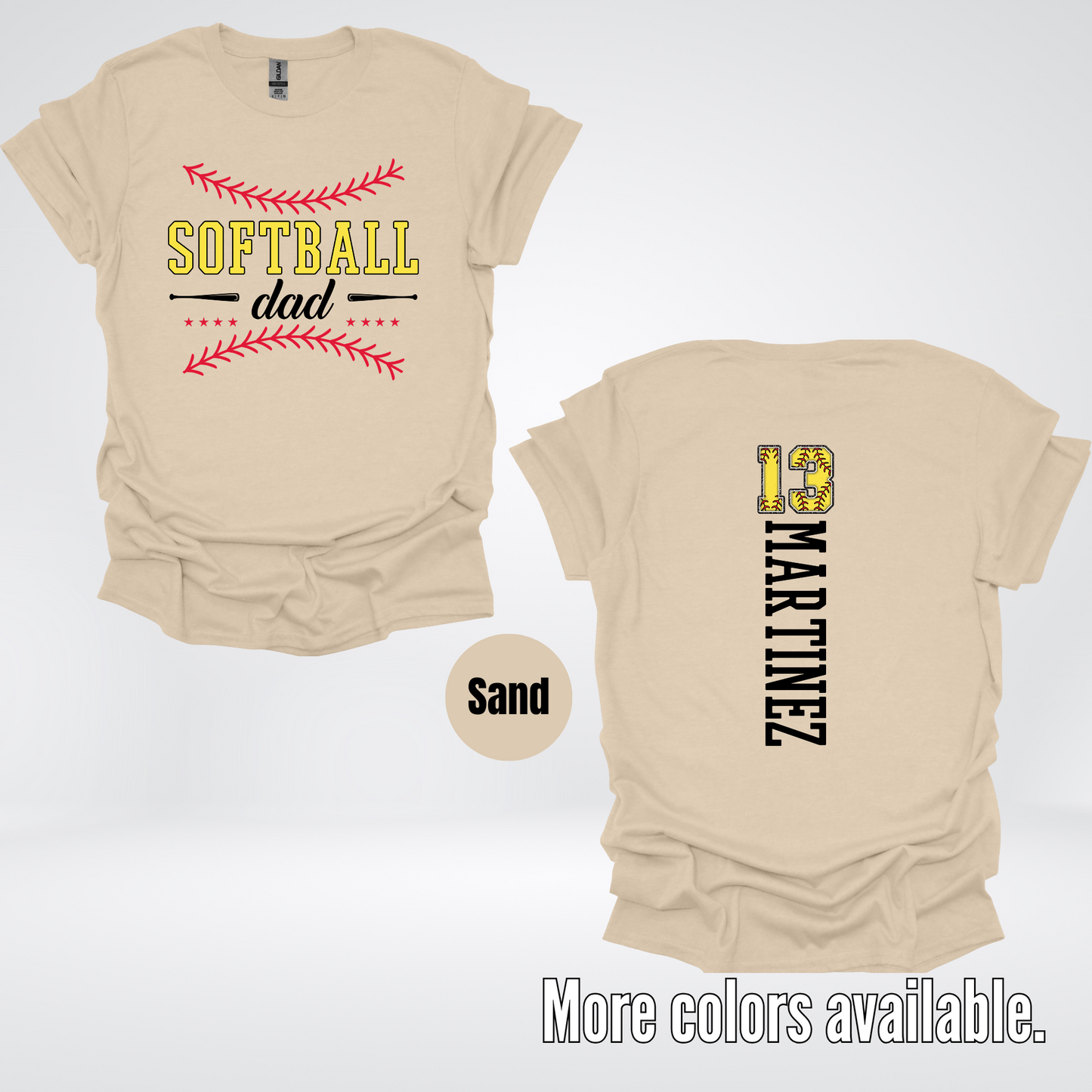 CUSTOM Softball Dad Number And Name T-Shirt