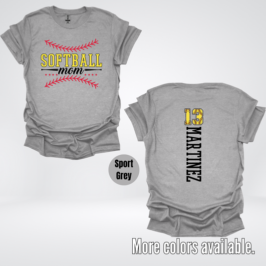 CUSTOM Softball Mom Number And Name T-Shirt