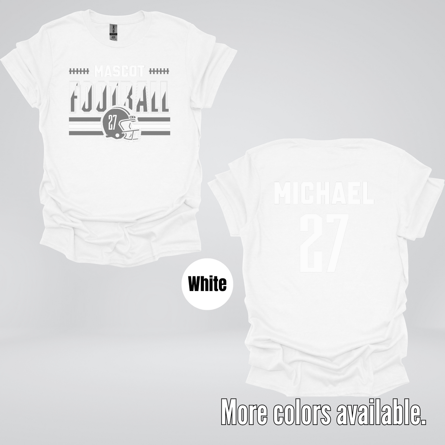 Custom Mascot, Number, & Name – Gray - Football Design 15 T-Shirt