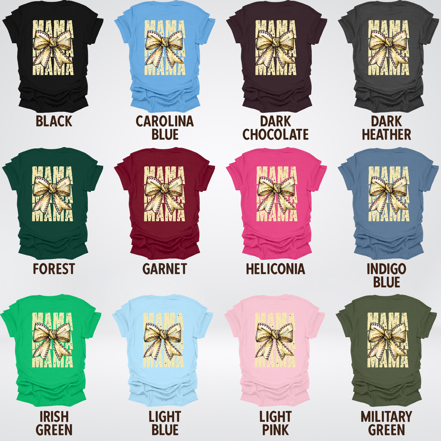 Custom Name Baseball Softball Mama Coquette T-Shirt