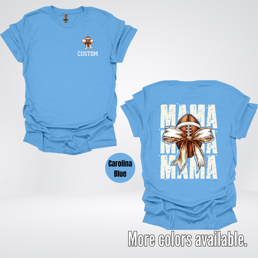 CUSTOM NAME Coquette Football Mama T-Shirt