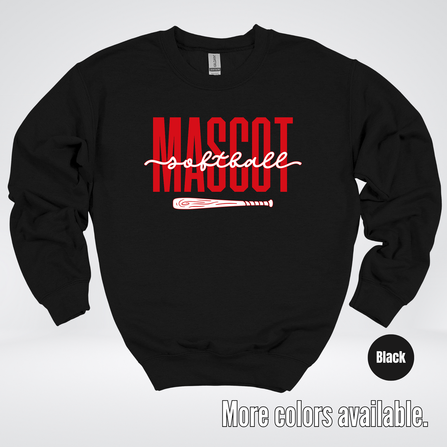 Custom Mascot – Red - Softball Design 28 Crewneck Sweatshirt