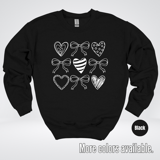 Doodle Coquette Hearts Crewneck Sweatshirt