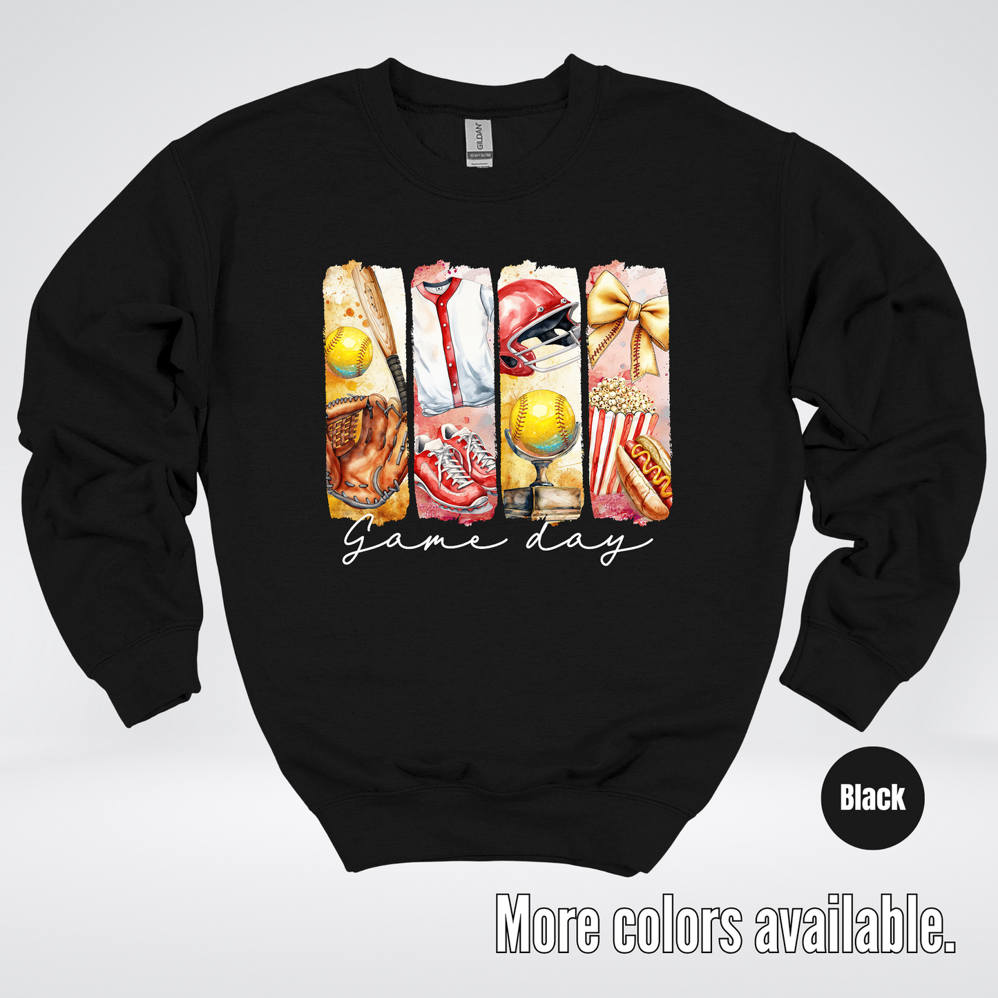 Game Day Coquette Brushstroke Softball Crewneck Sweatshirt