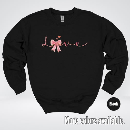 Love Pink Watercolor Coquette Bow Crewneck Sweatshirt