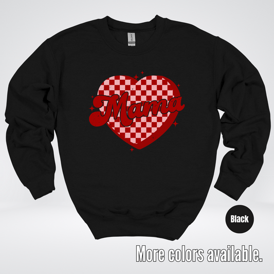 Mama Checkered Heart Crewneck Sweatshirt