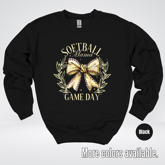Softball Mama Game Day Coquette Crewneck Sweatshirt